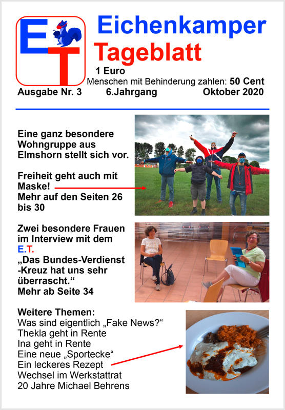 Titel der Ausgabe 3 des Eichenkamper Tageblatts, Oktober 2020