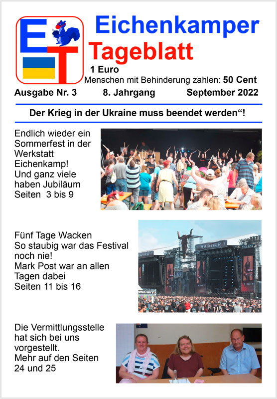 Titel der 3. Ausgabe 2022 des Eichenkamper Tageblatts, September 2022