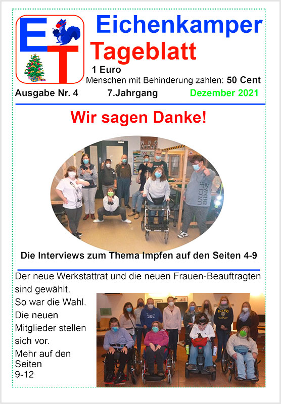 Titel der 4. Ausgabe 2021 des Eichenkamper Tageblatts, Dezember 2021